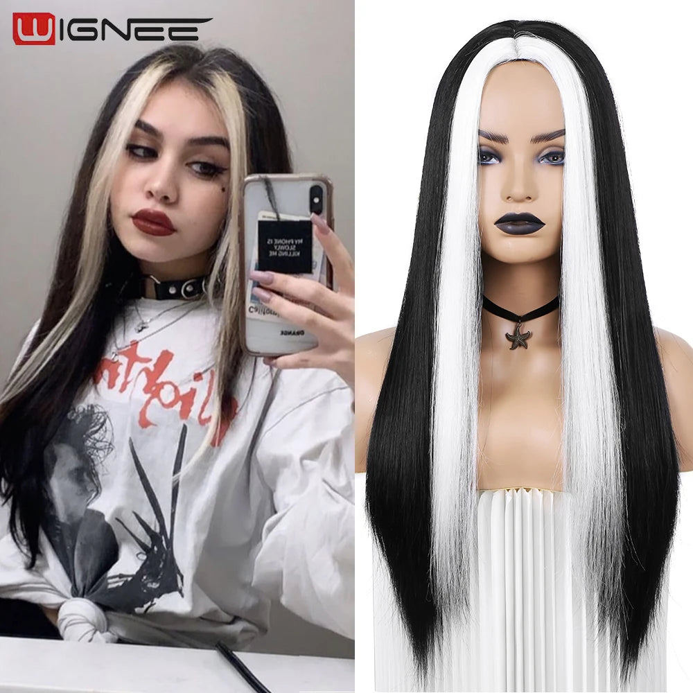 Wignee Long Straight Synthetic Wig For Cosplay Daily Use