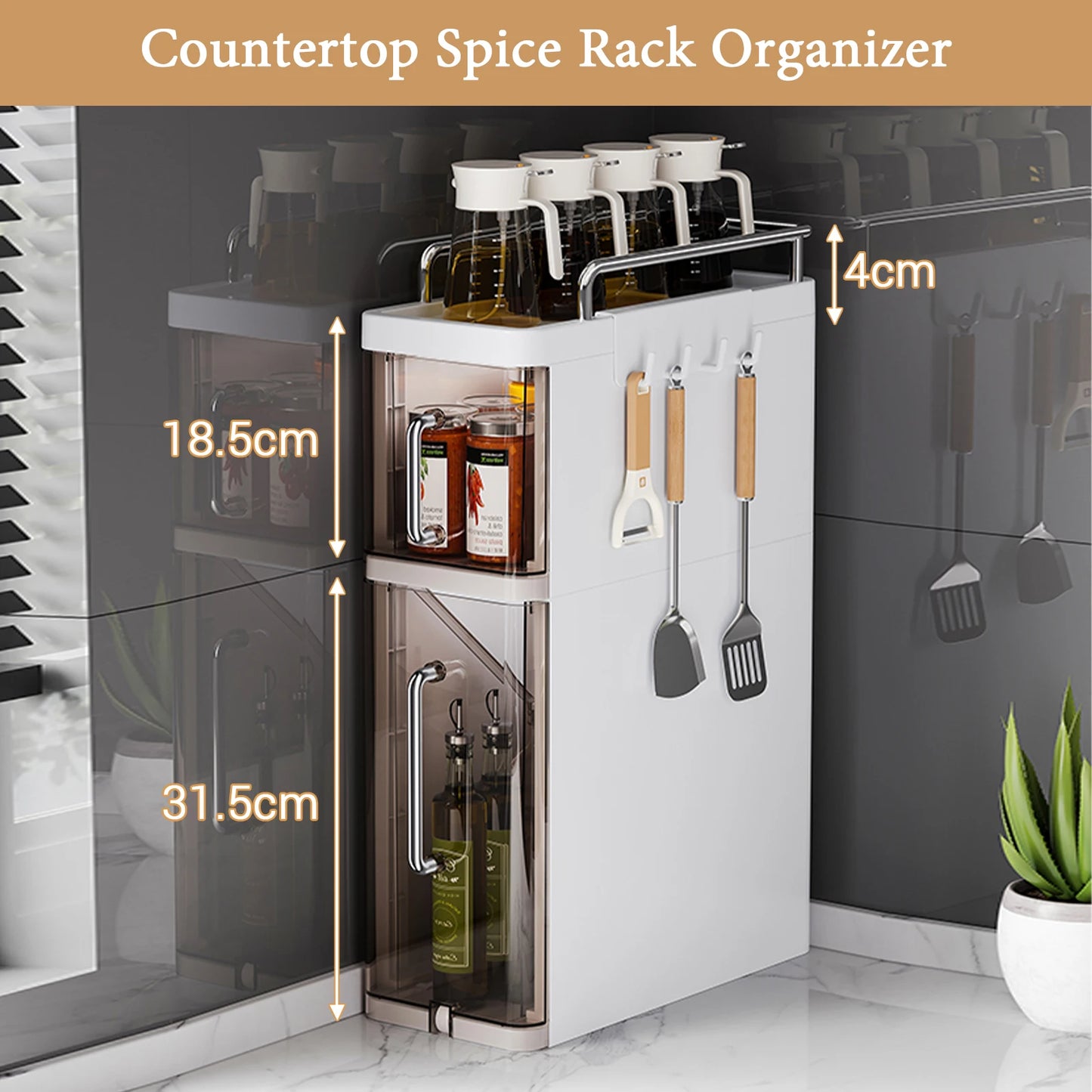 HiMISSH 3 Layer Kitchen Utensil Rack Pullout Organizer