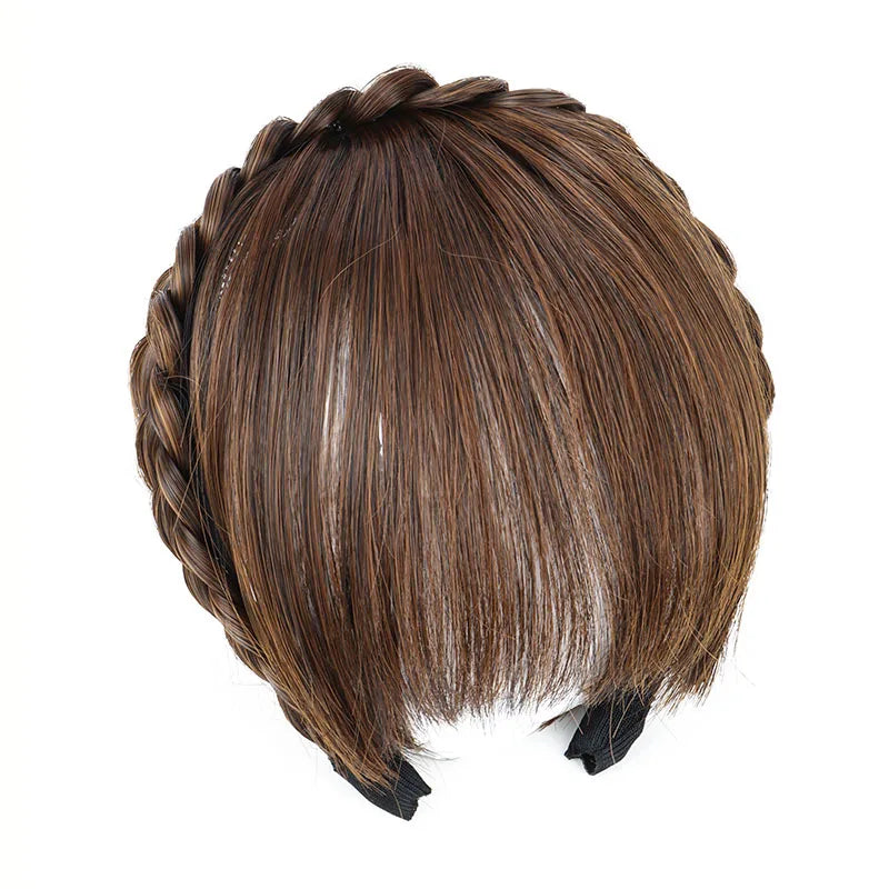 Synthetic Wig Headband Hair Bangs Invisible Short Straight Bangs Seamless Forehead Hairpiece Styling Hair Accessories for Women