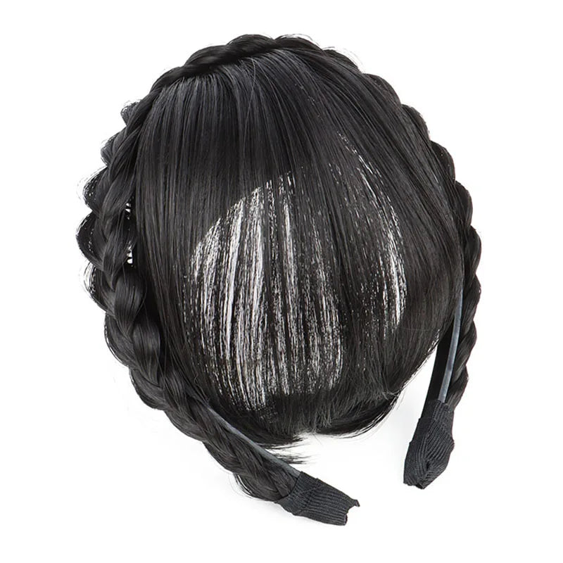 Synthetic Wig Headband Hair Bangs Invisible Short Straight Bangs Seamless Forehead Hairpiece Styling Hair Accessories for Women