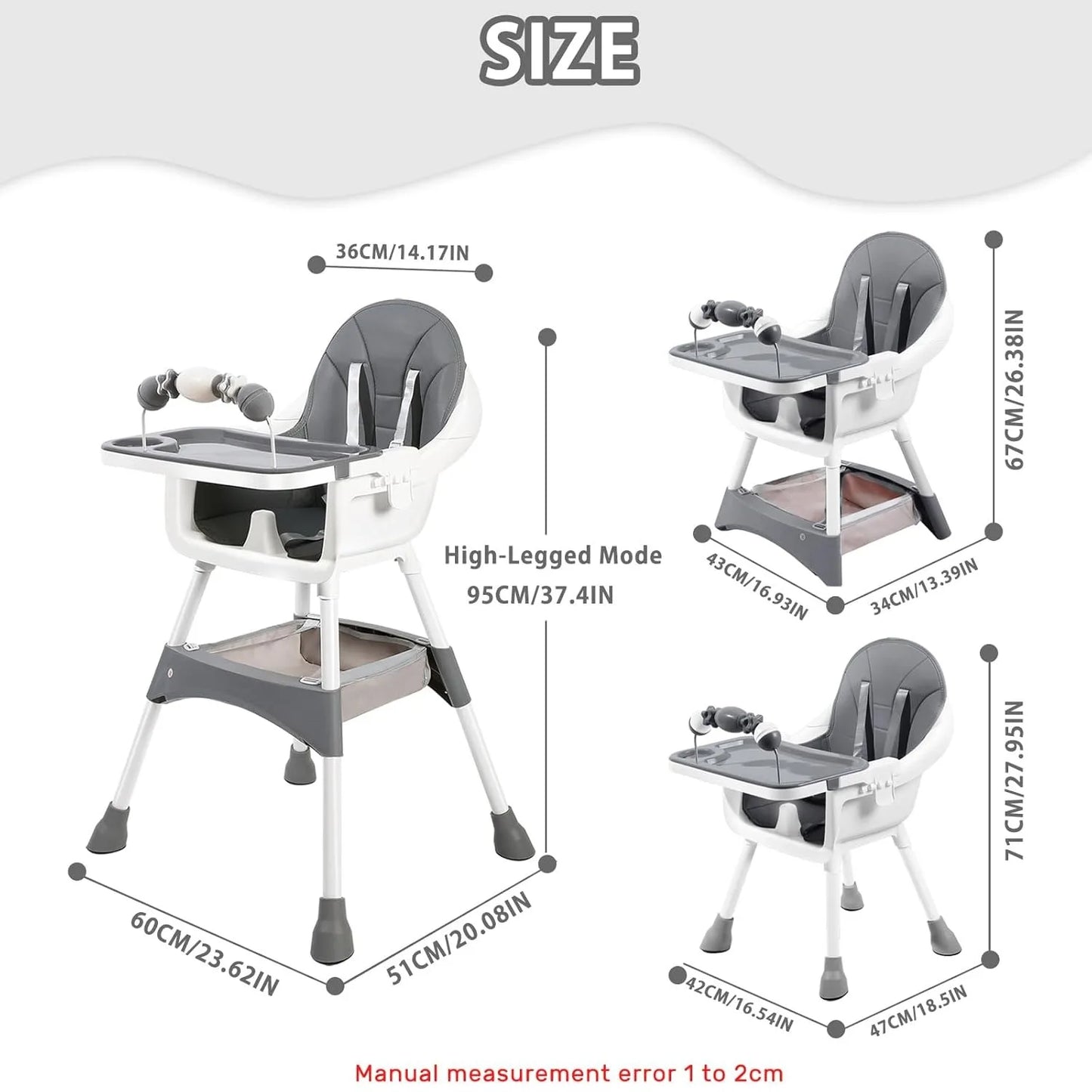 Convertible Foldable High Chair With Tray Cup Holder