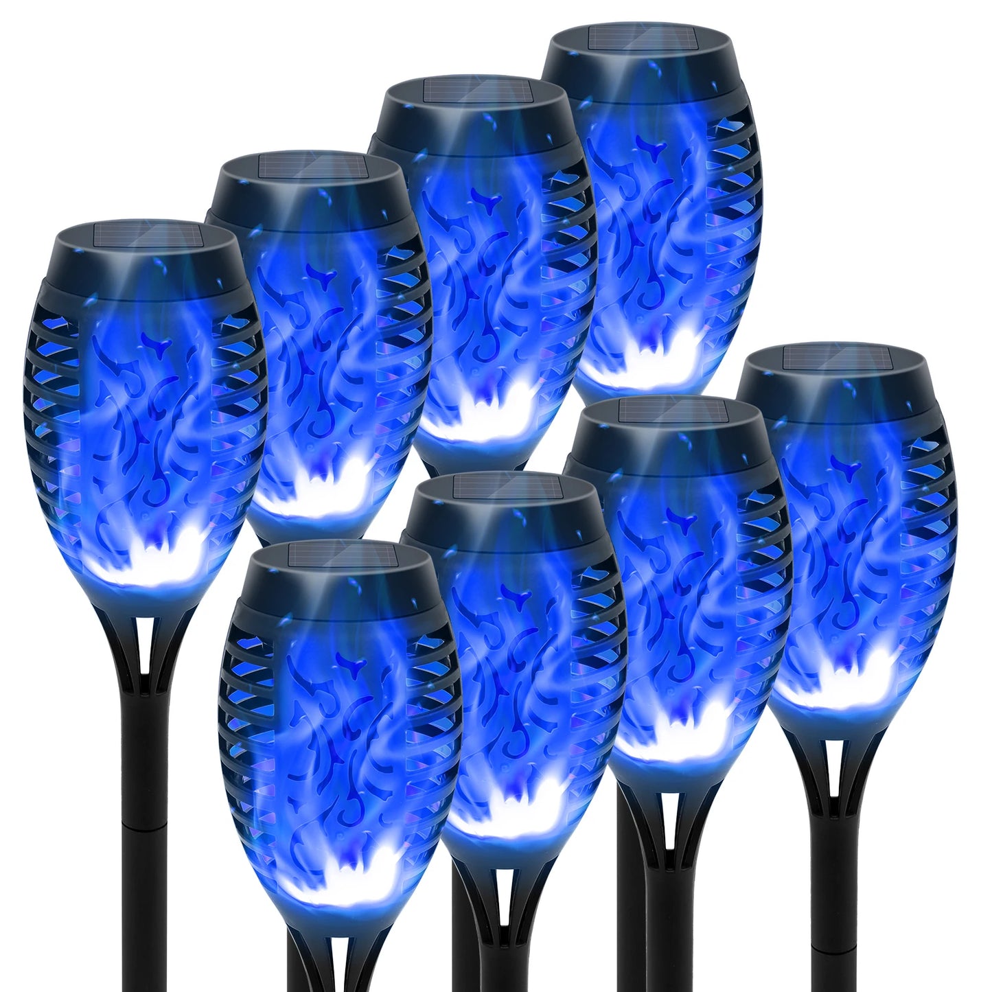 8 Pack Solar Torch Lights Garden Decor Flickering Flame