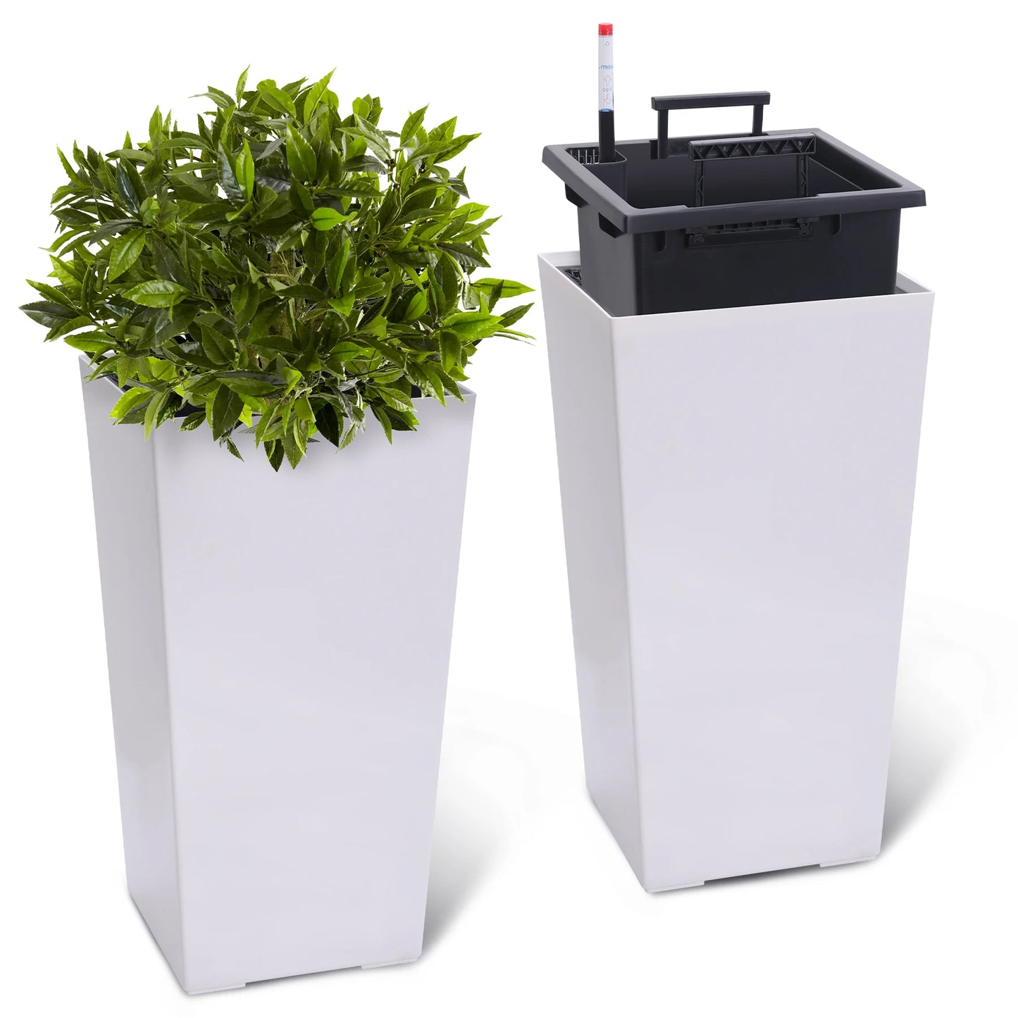 TWISTER.CK Planter Set With Shelf Insert For Indoor And Outdoor Garden Pots Durable Resin