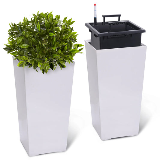 TWISTER.CK Planter Set With Shelf Insert For Indoor And Outdoor Garden Pots Durable Resin