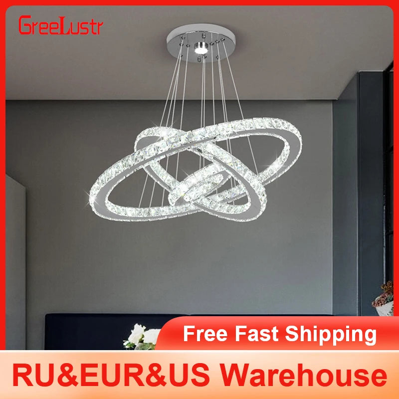 Deckro Crystal Chandeliers Ring Shaped Pendant Lights Living Room Kitchen