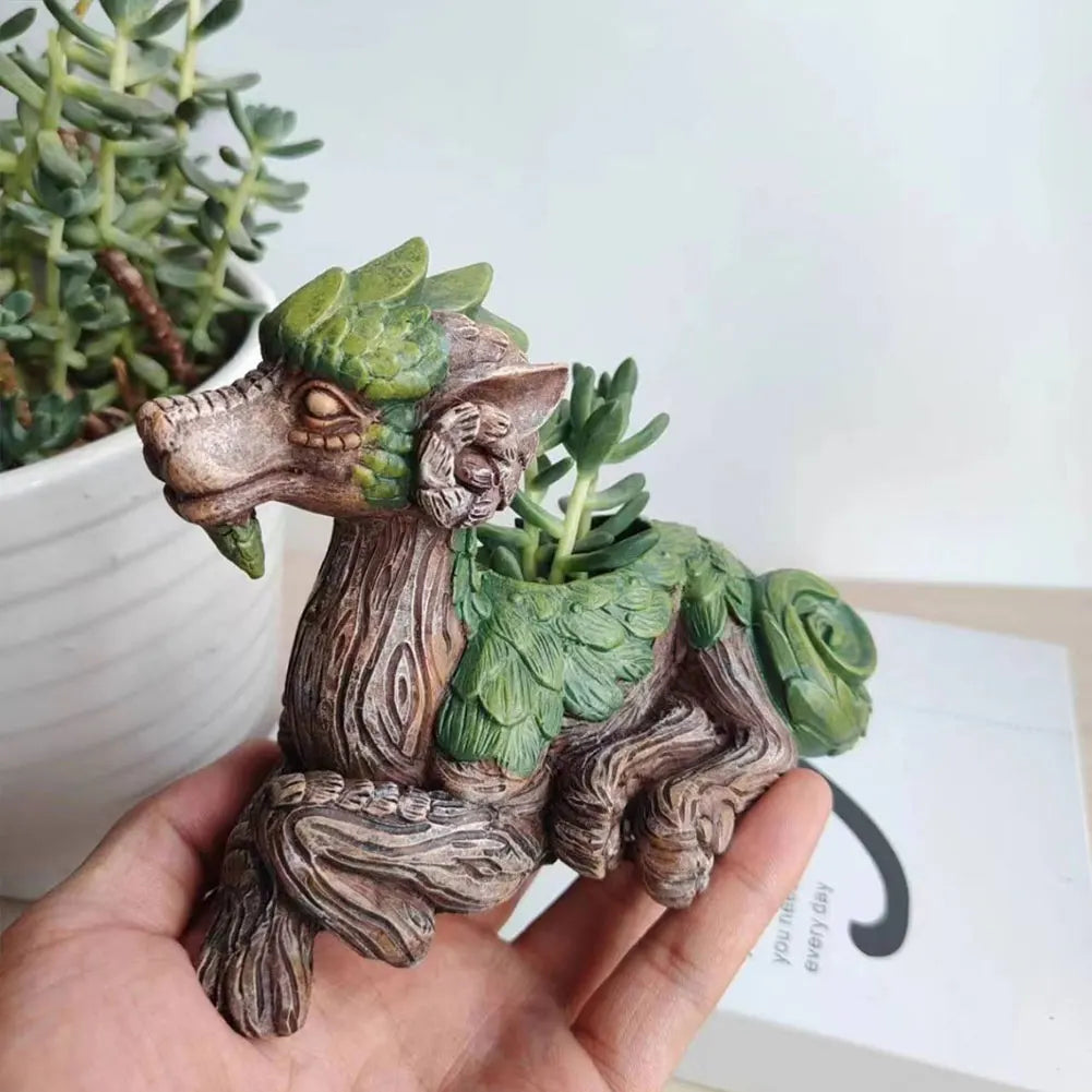 APWIKOGERH Dragon Tree Succulent Planter Resin Statue