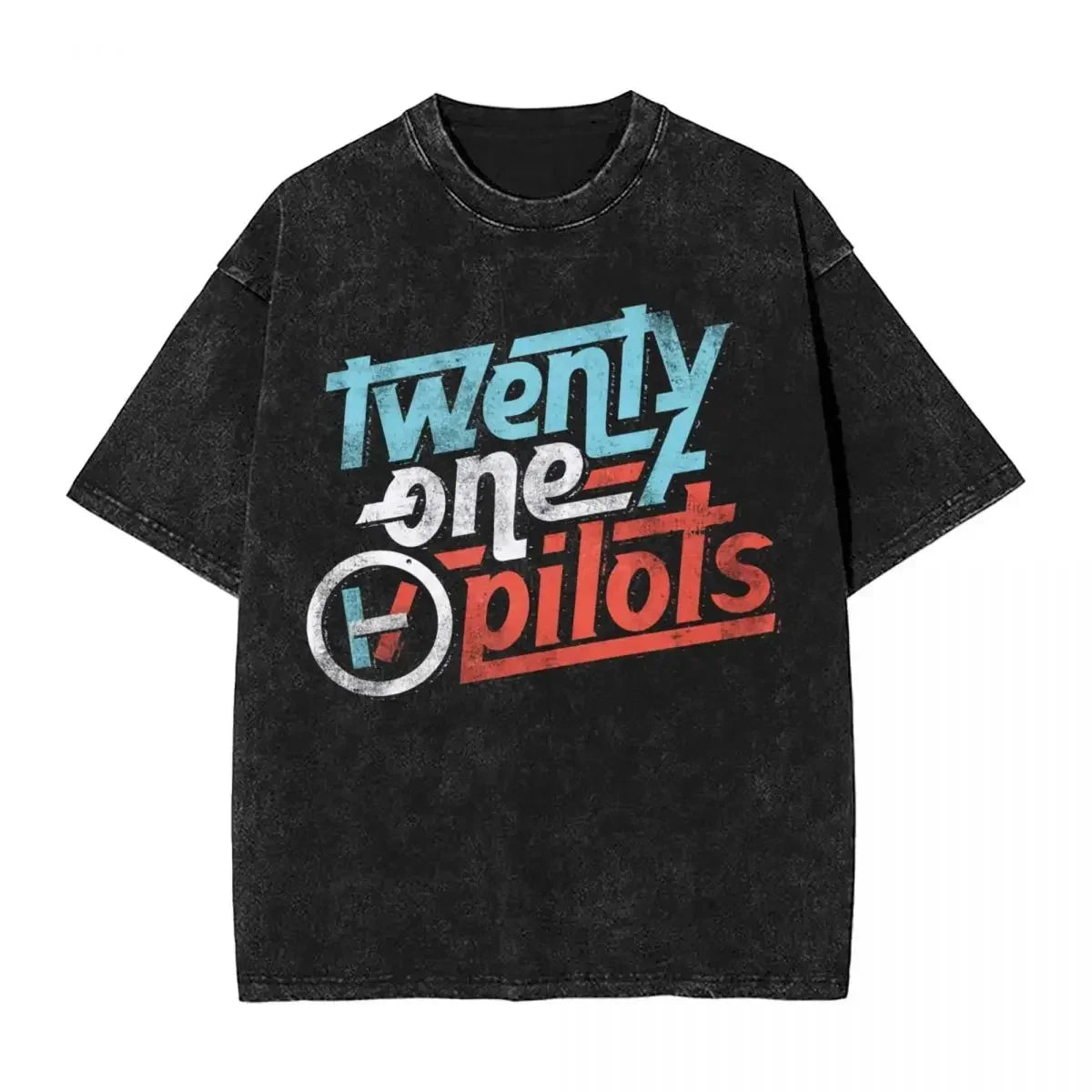 Washed Hot Stamping Print T-Shirt Twenty One Pilots Women Men Unisex Harajuku Cotton Oversized Tshirt Band Short Sleeve Top Tees
