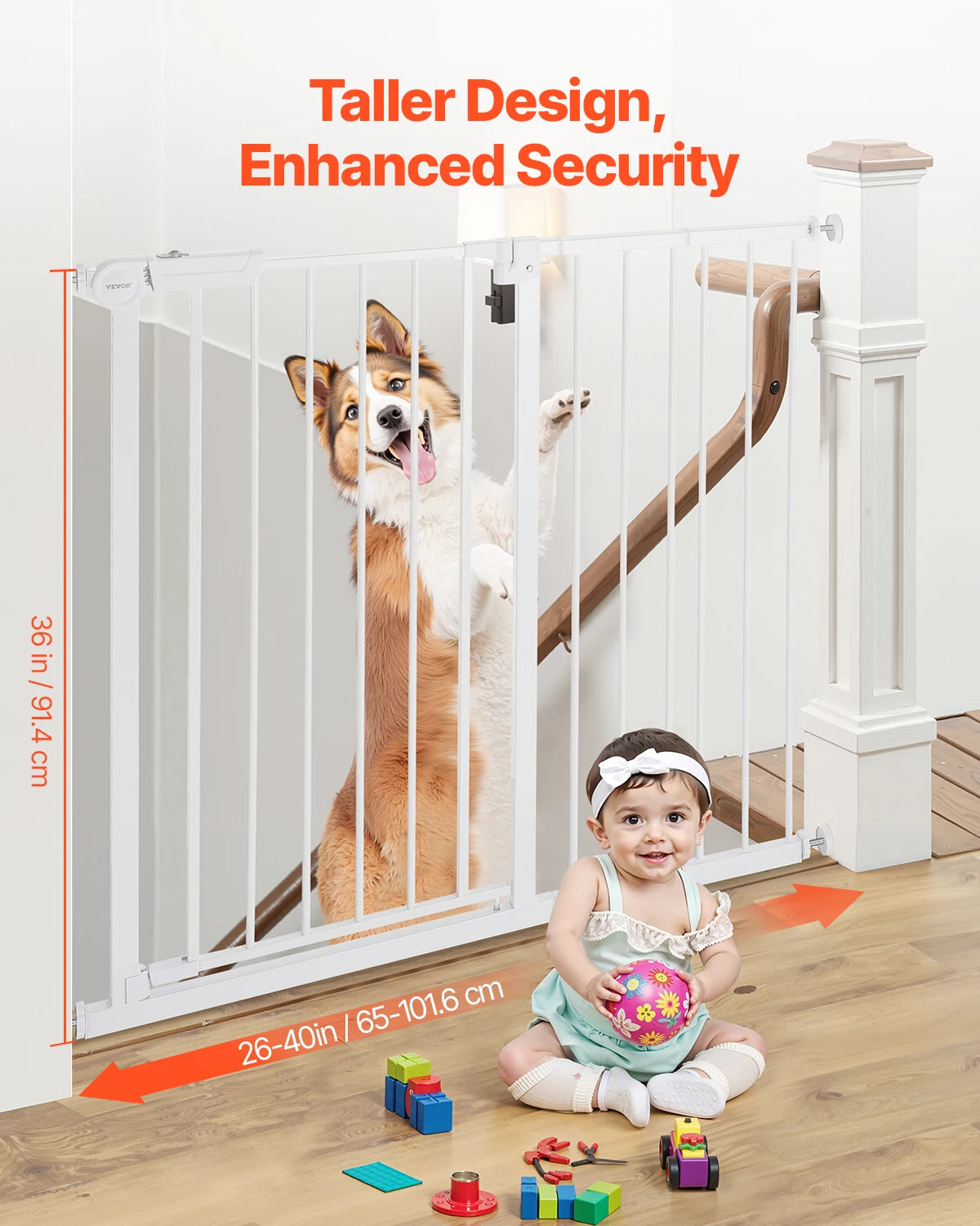 SucceBuy Baby Gate Walk Through Pressure Mount for Dogs