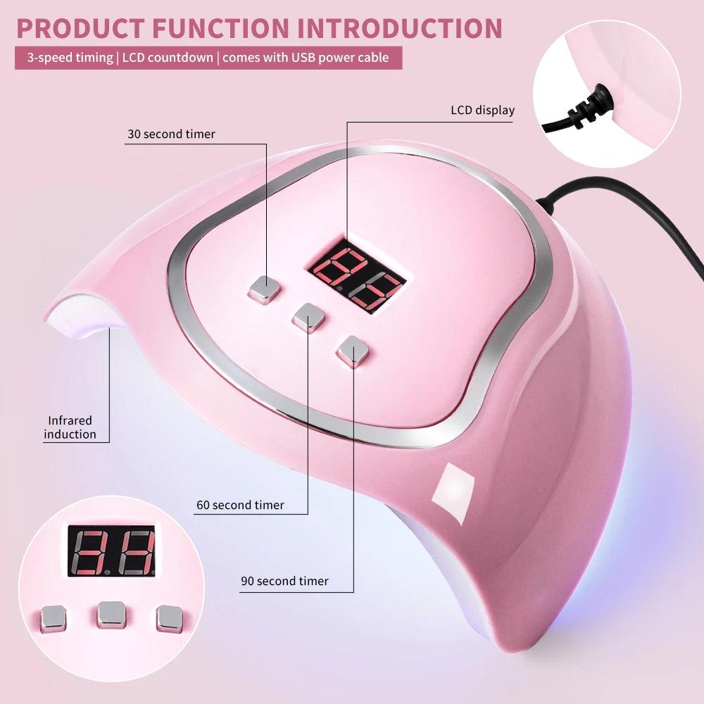 UV/LED Nail Lamp with 18 LEDS Quick Drying Professional Nails Light Have LCD Display for Gel Polish Manicure Salon/Home Tools