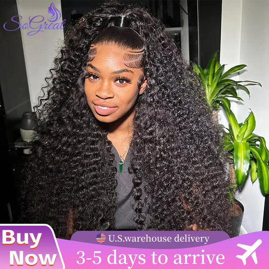 SoGreat Deep Wave Lace Front Wig 13x6 Curly Hd Lace Wig 13x4 Human Hair Water Wave Natural Black Wig Pre-Plucked Brazilian Hair