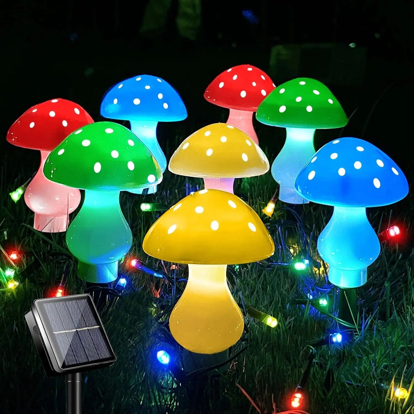 Aplus Outdoor Mushroom Solar Garden Lights 50 LED 8 Modes