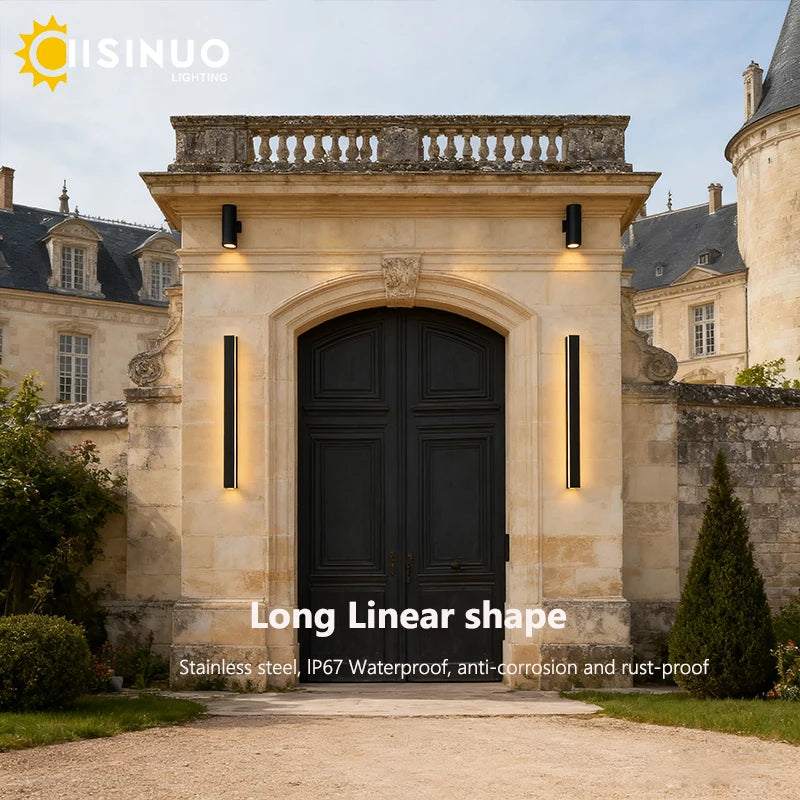 Outdoor Porch Wall Light 10%-100% Smart Triac Dimming Garden Corridor Lighting IP67 Waterproof Sconce Rust-Proof Stainless Steel