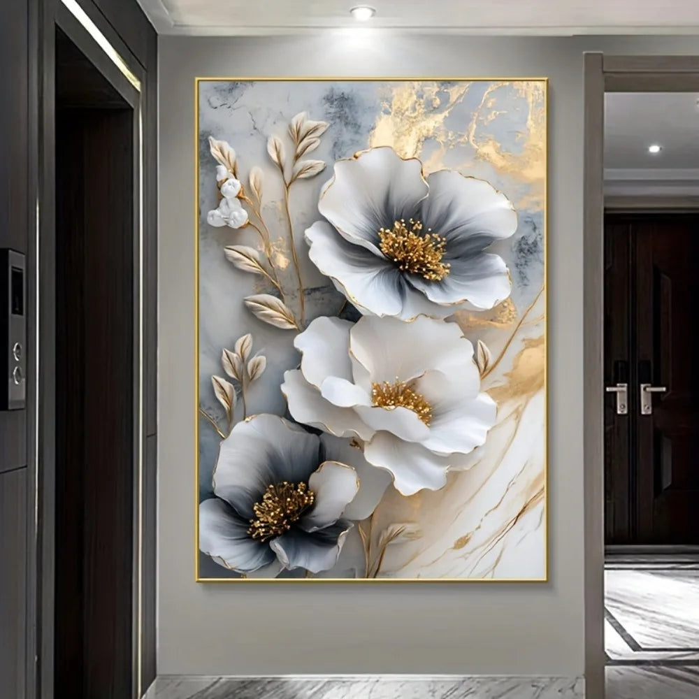 Hign-concerned Modern Luxury Floral Canvas Framed 3D