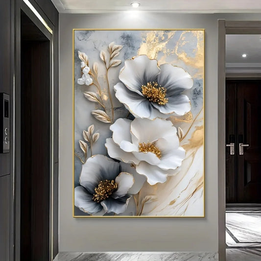 Hign-concerned Modern Luxury Floral Canvas Framed 3D