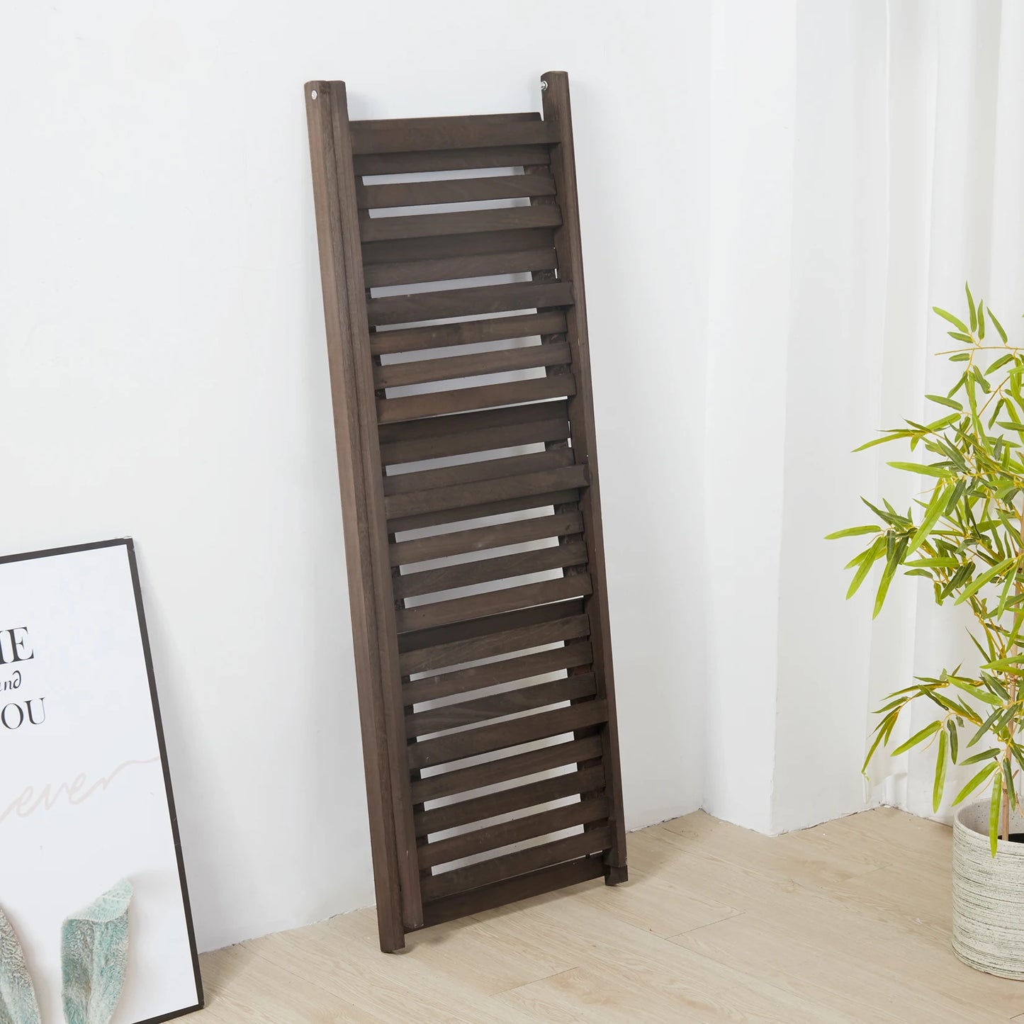Folding 4 Tier Ladder Shelf Wood Storage Rack for Indoor Plants