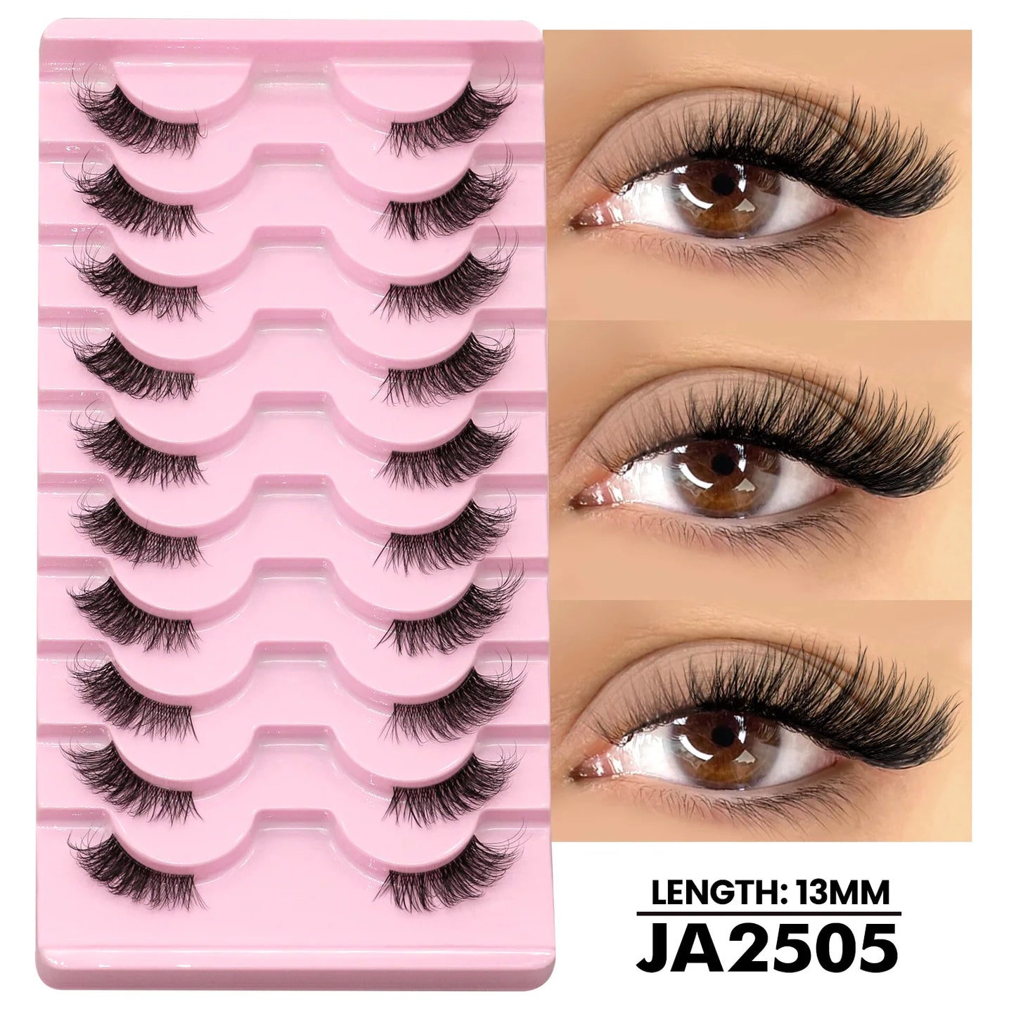 Two Boxs Half Eyelashes Natural Fluffy Cat Eye Lashes Soft Wispy Faux Mink Lashes Winged End Eye Elongated Eyelashes