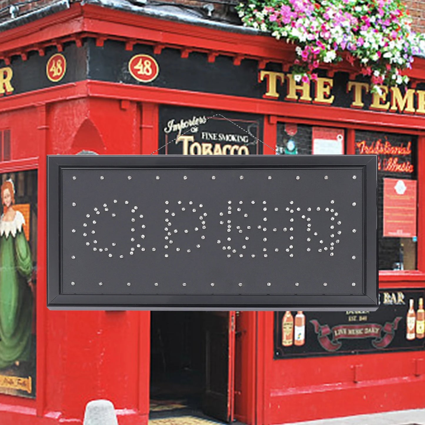 Chain Neon Open Closed Sign LED Window Hanging Business Sign With Chain Mount Illuminated