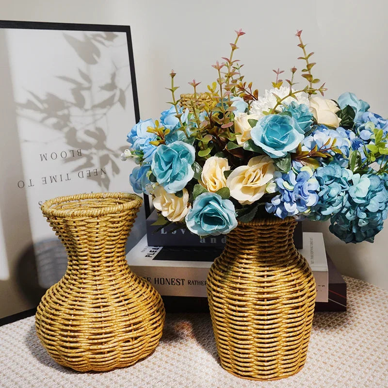 Function Japanese Handwoven Desktop Vase Arrangement Basket Zen Decor