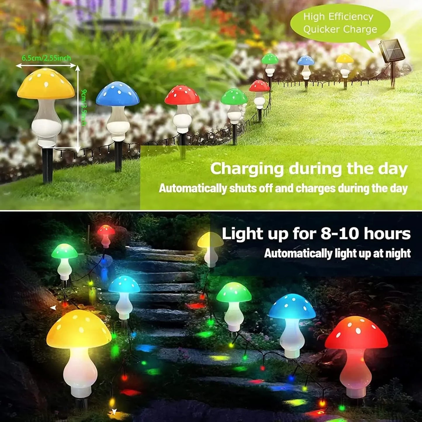 Aplus Outdoor Mushroom Solar Garden Lights 50 LED 8 Modes