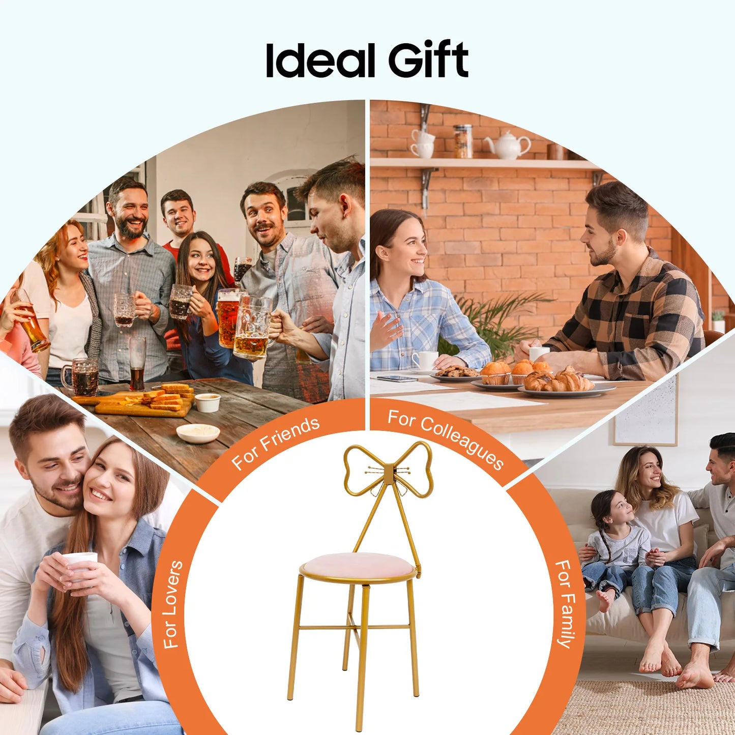 Elegant Butterfly Backrest Dining Chair With Soft Cushion Iron Frame