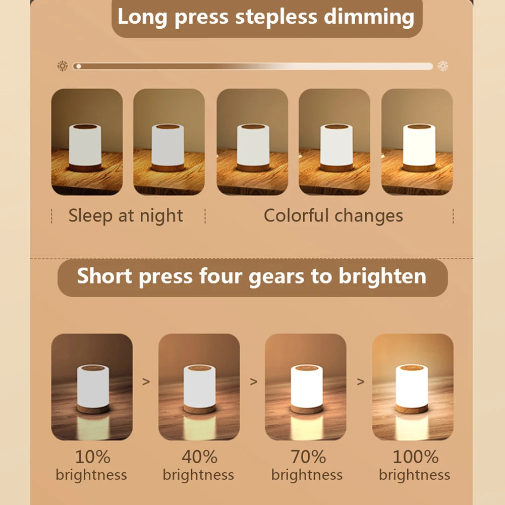 Alloet Dimmable RGB Bedside Lamp Nightstand Light Sensor