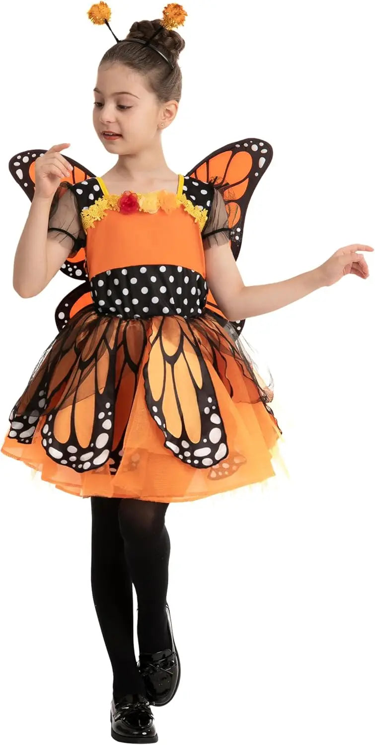 Joyfy Butterfly Costume for Girls With Wings Headband