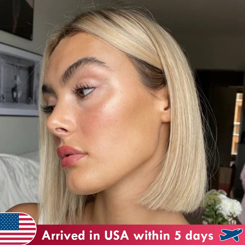 Sleek Straight Bob Remy Human Hair Lace Front Wig Short