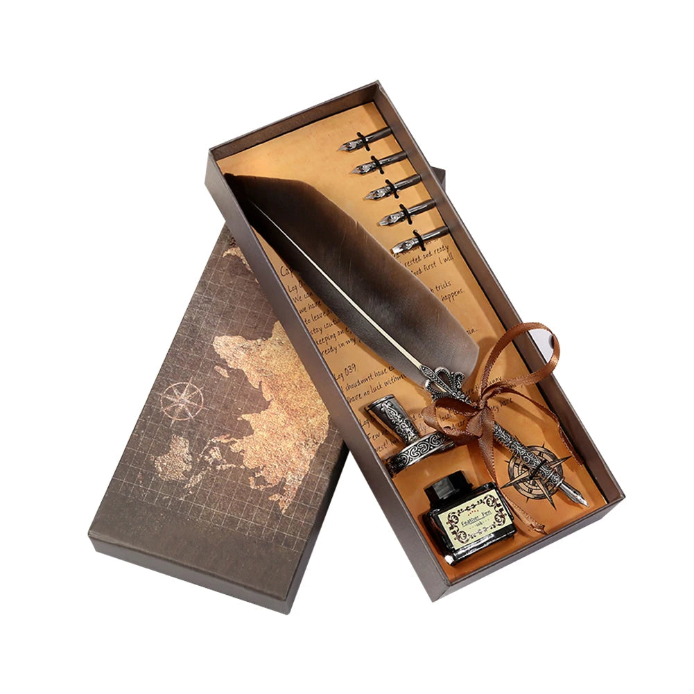 Feather Dip Pen Retro Calligraphy Set Quill Fountain Pens