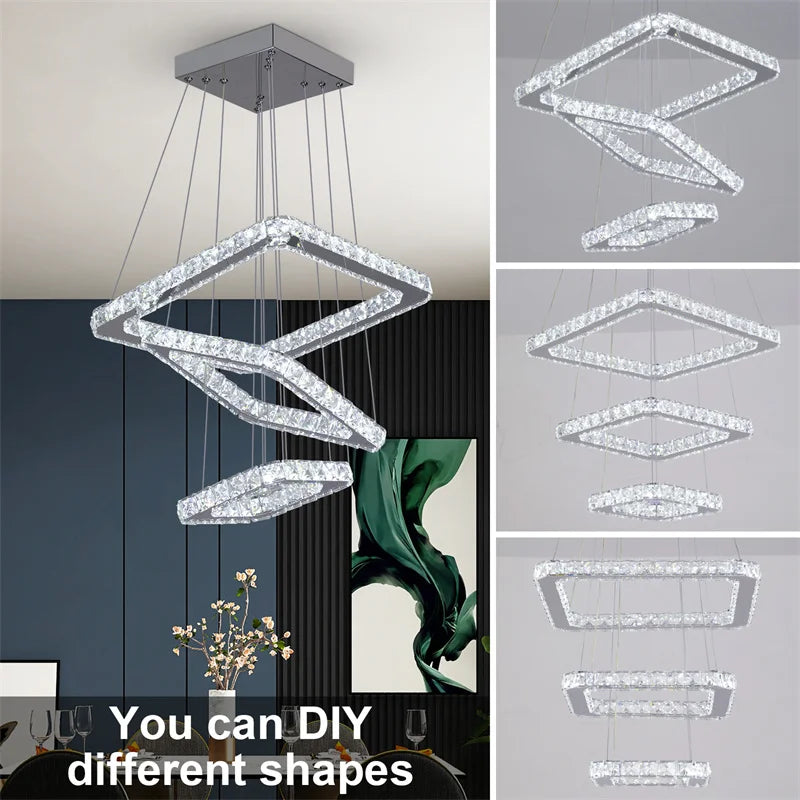 Deckro Crystal Chandeliers Ring Shaped Pendant Lights Living Room Kitchen