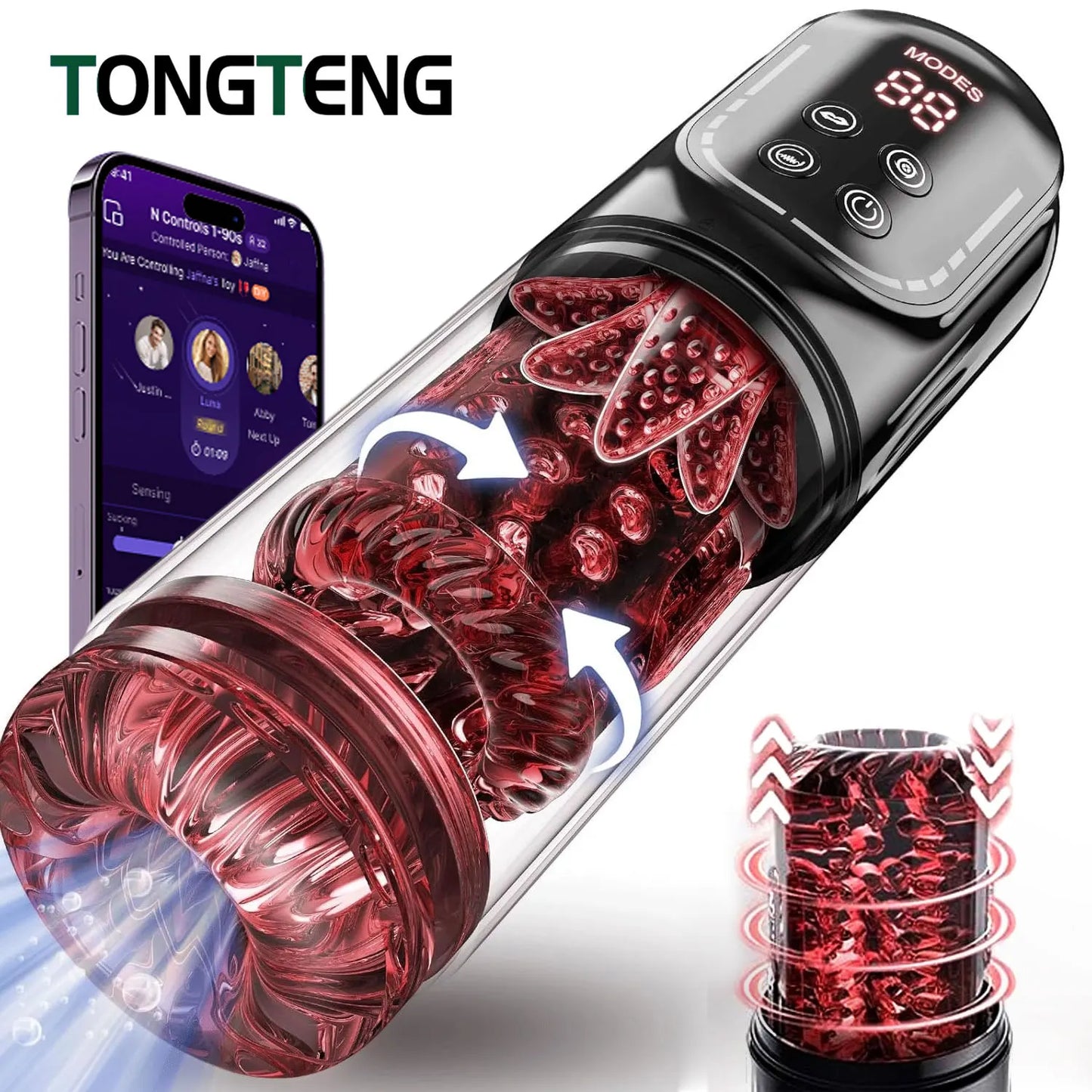 APP LED Automatic Male Masturbator Cup 7 Sucking Rotating Licking Thusting Modes Pocket Pussy Stroker Blowjob Sex Toys For Men