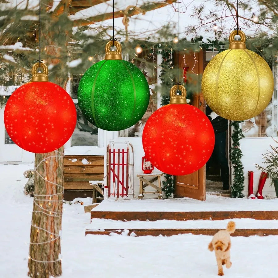 Hign-Concerned Glitter Inflatable Christmas Ornaments 3 Pkg