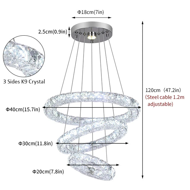 Deckro Crystal Chandeliers Ring Shaped Pendant Lights Living Room Kitchen