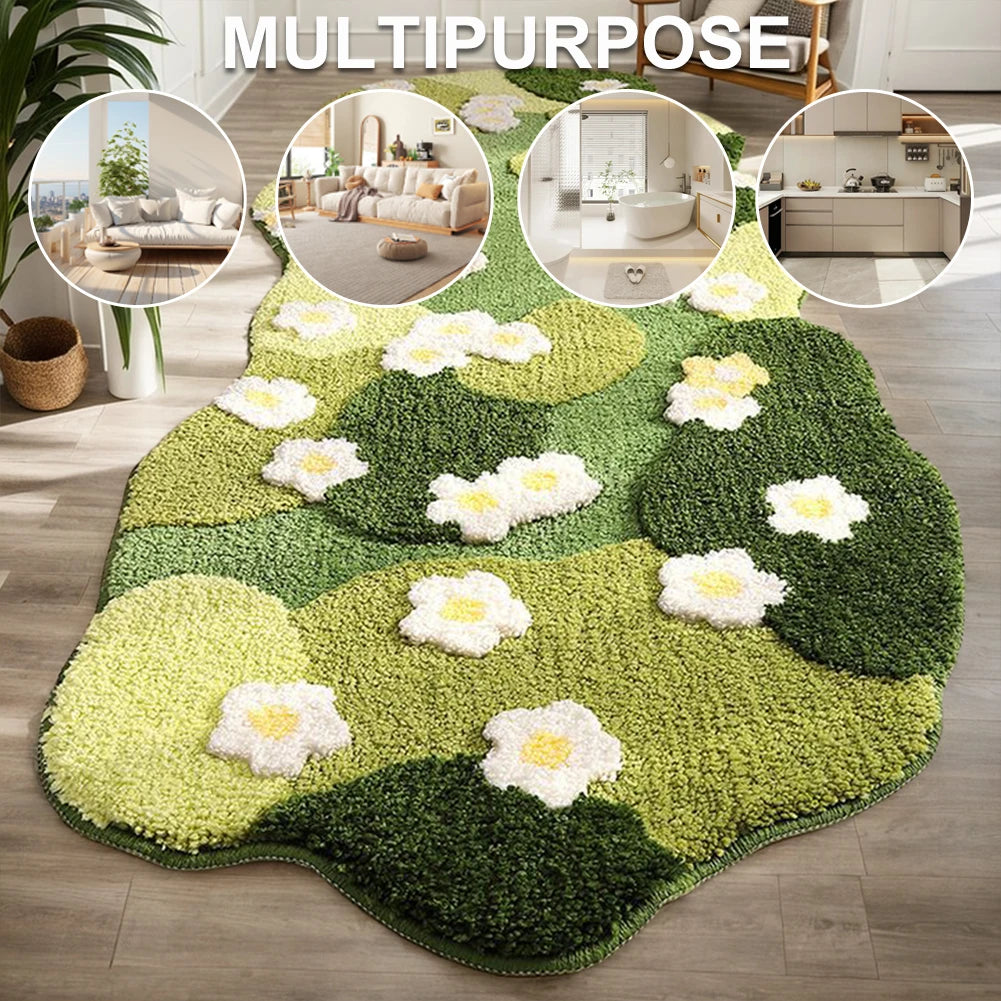 APWIKOGER Soft Nordic 3D Moss Area Rug Plush Bedroom Mat