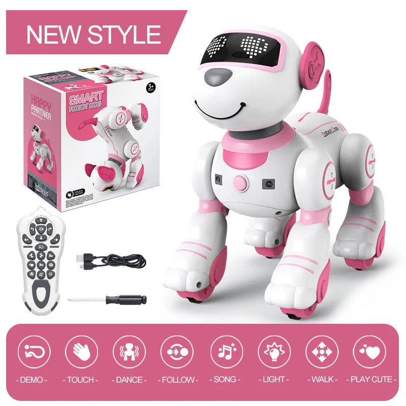 Kelaton RC Robot Dog Voice Command Stunt Toy With Music