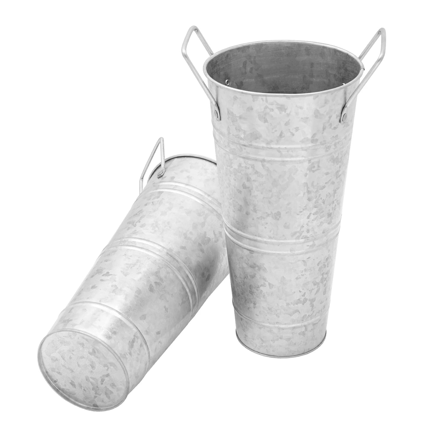 High-concerned Galvanized Flower Buckets With Handles Modern Farmhouse Vases