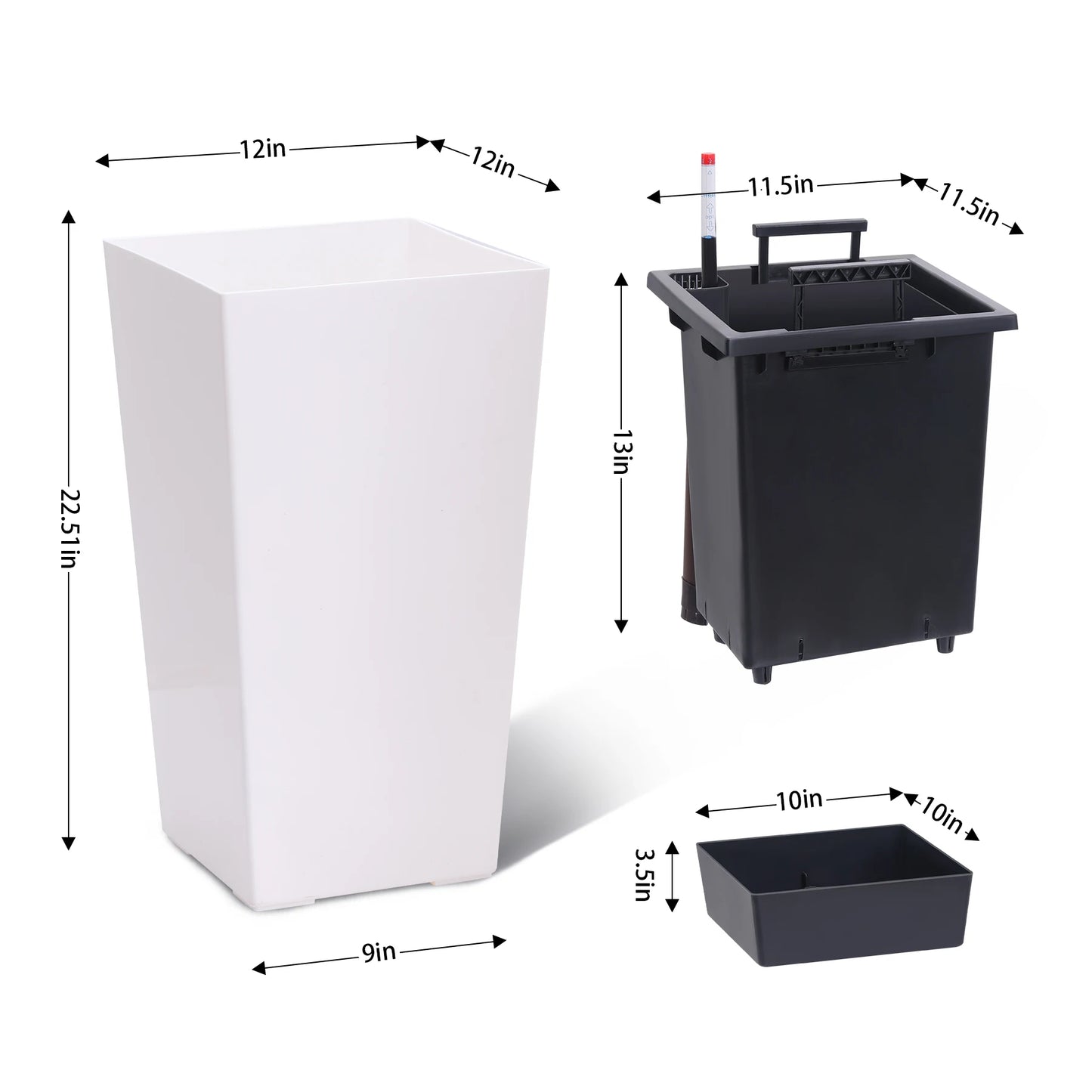 TWISTER.CK Planter Set With Shelf Insert For Indoor And Outdoor Garden Pots Durable Resin