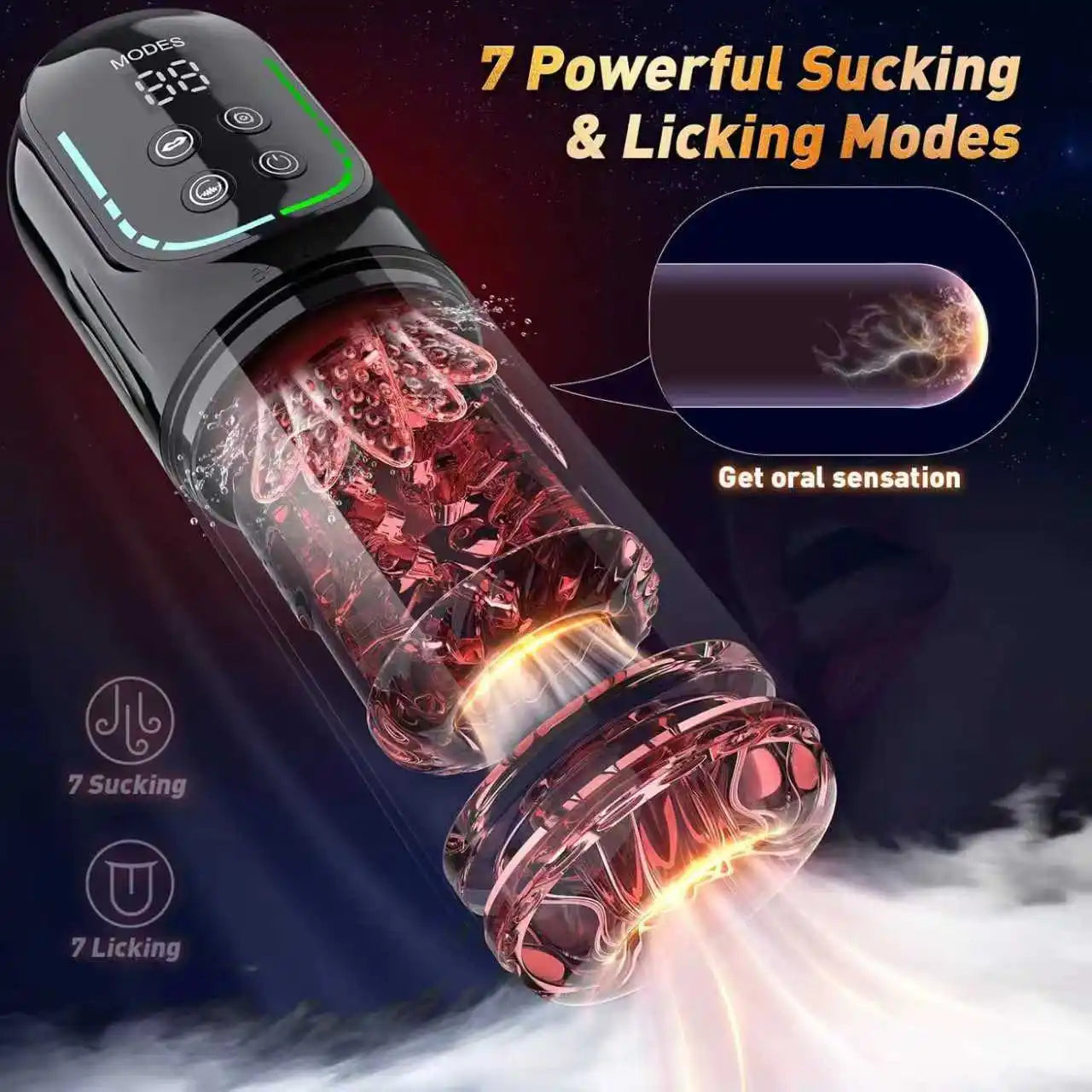 APP LED Automatic Male Masturbator Cup 7 Sucking Rotating Licking Thusting Modes Pocket Pussy Stroker Blowjob Sex Toys For Men