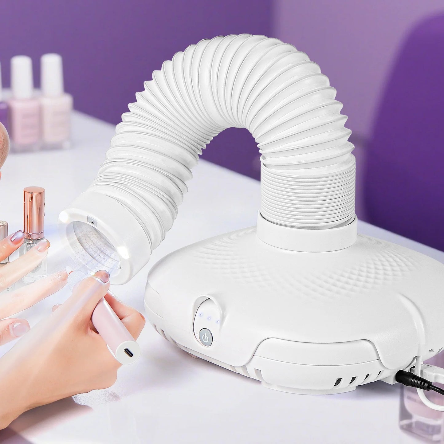 130W Brushless Nail Dust Collector Strong Suction Vacuum Cleaner With Tube Elbow Manicure Fan Nail Art Manicure