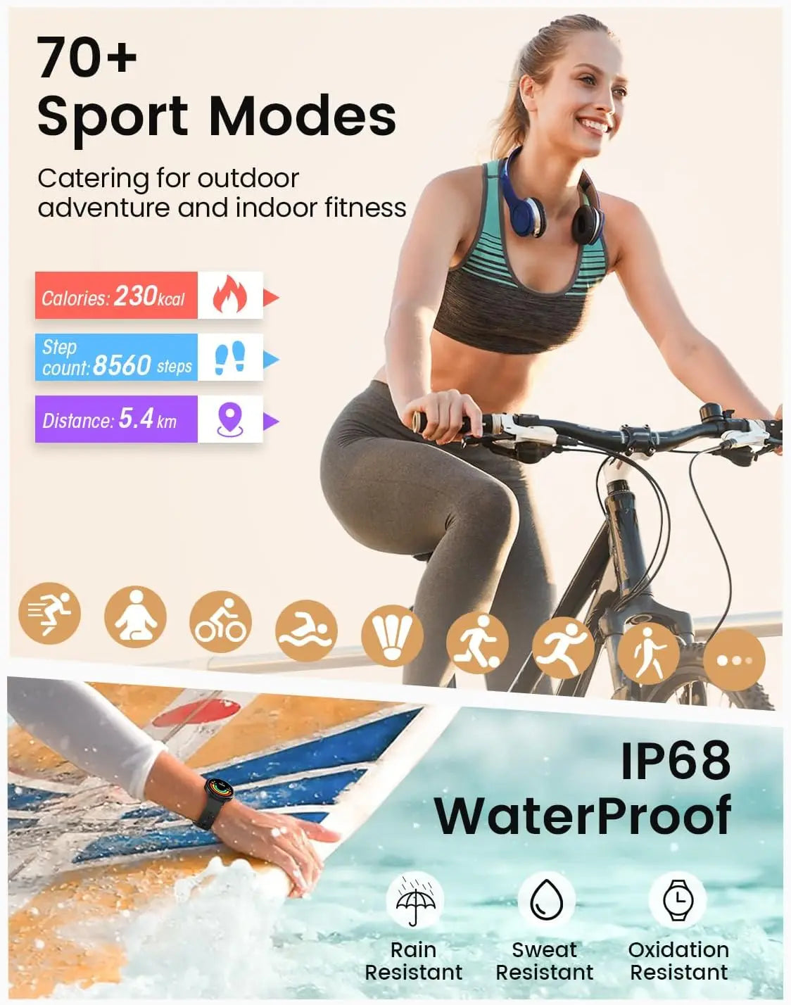 Anyloop Womens Smartwatch Fitness Tracker With 400 Faces