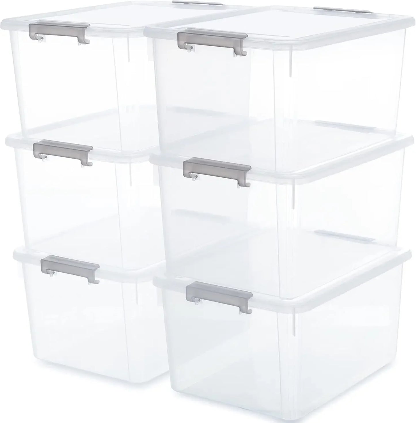 Citylife 6 Packs Plastic Storage Bins With Lids Stackable