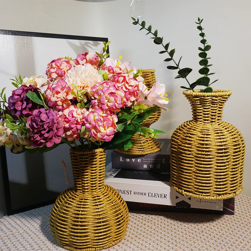 Function Japanese Handwoven Desktop Vase Arrangement Basket Zen Decor