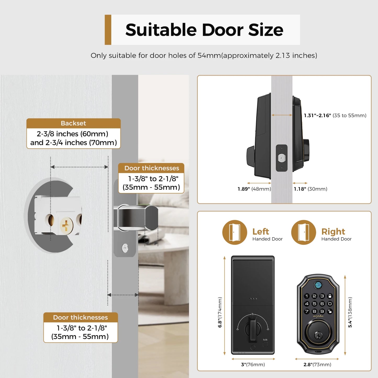 Arpha D280 Keyless Entry Door Lock Fingerprint Deadbolt