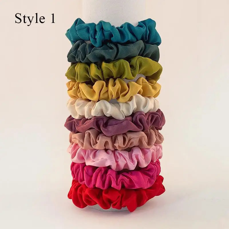 Satin Silk Hair Scrunchies 10pcs Set For Women Elastic Comfort