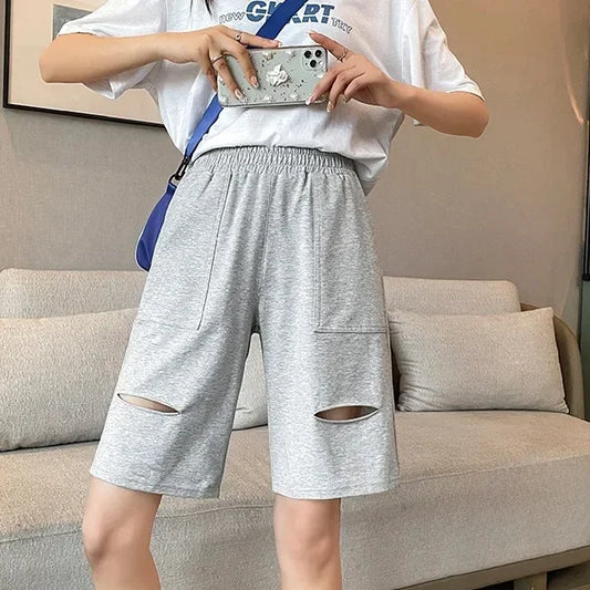 Hebei Cotton Blend Korean Style Loose Shorts