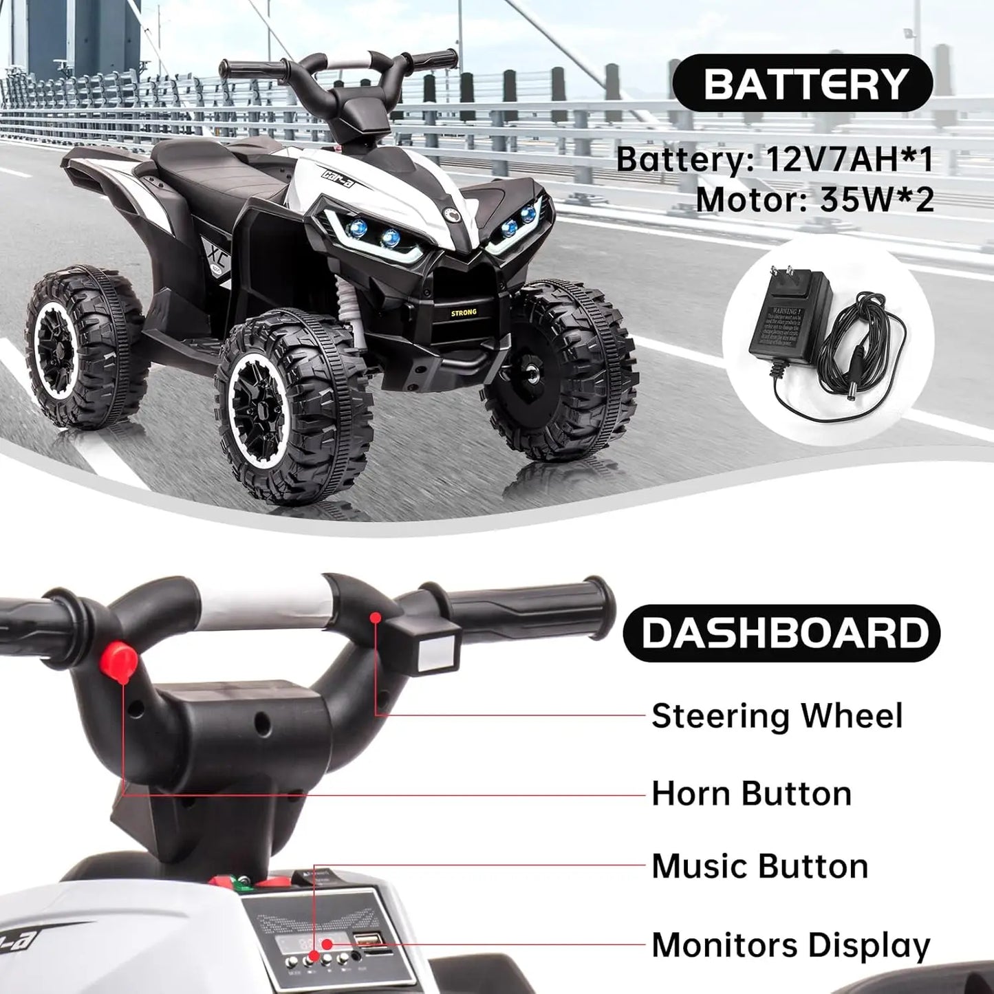 Studyset 12V Kids Ride On Electric ATV With Dual Control