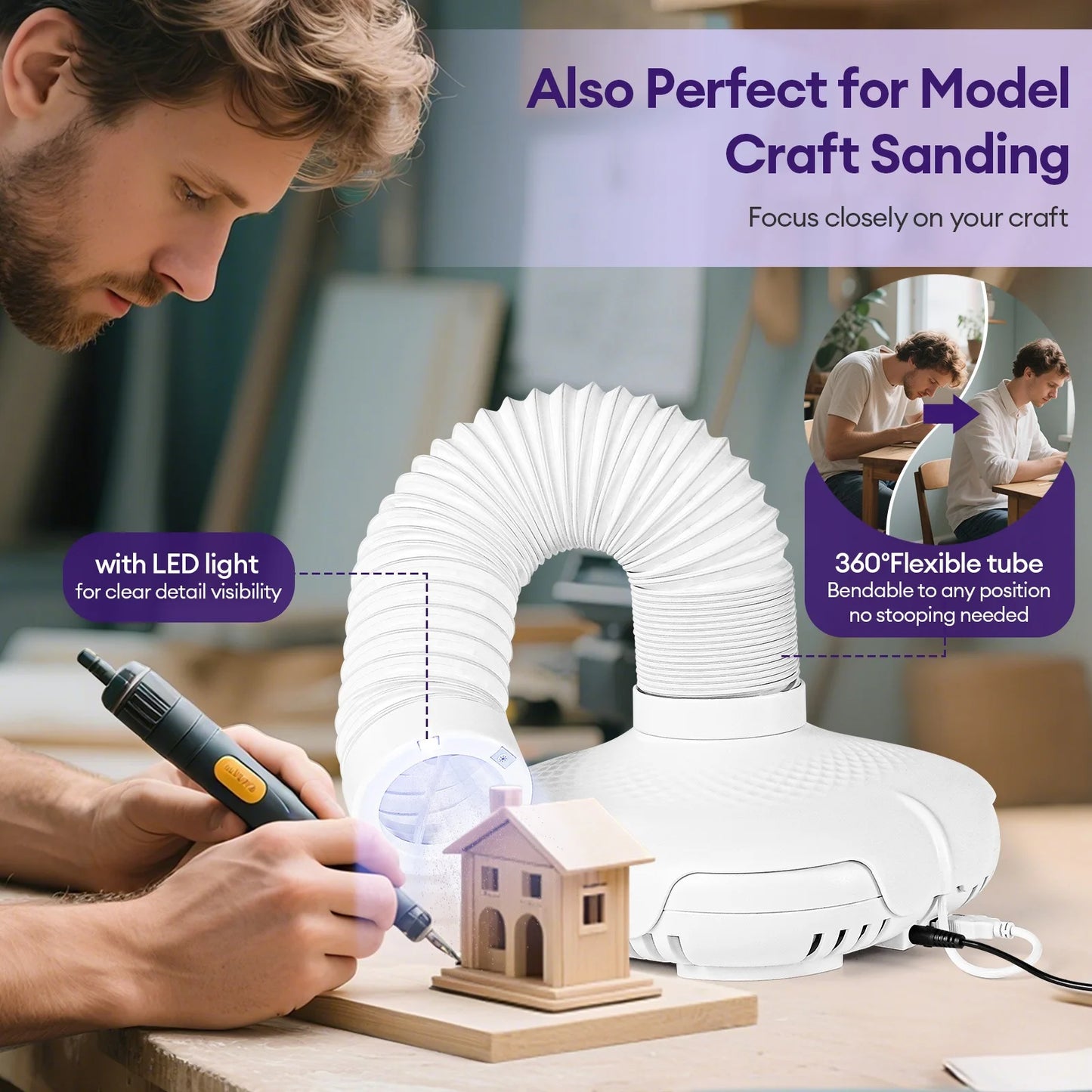 130W Brushless Nail Dust Collector Strong Suction Vacuum Cleaner With Tube Elbow Manicure Fan Nail Art Manicure