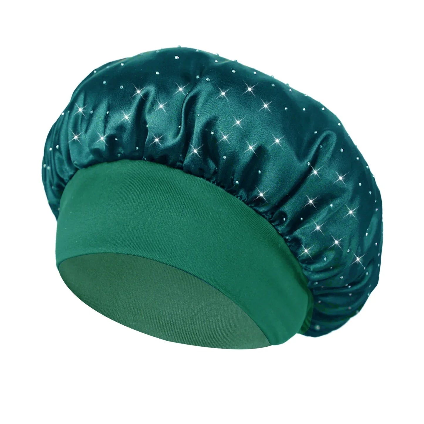 KYDZSWCN Satin Rhinestone Sleep Bonnet Headwrap Wide Band Cap