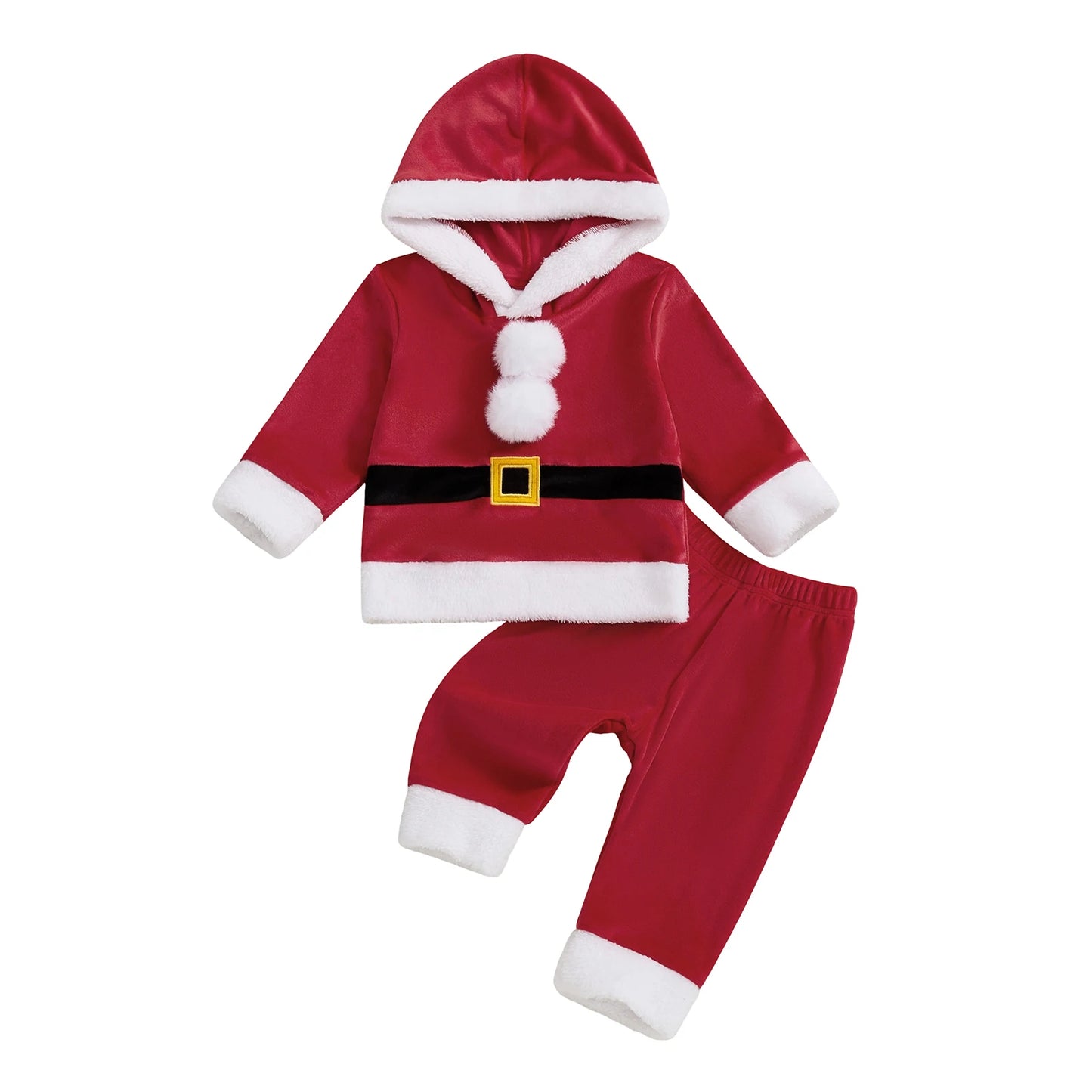 Christmas Santa Claus Kids Costume Hoodie Pants Cosplay Set
