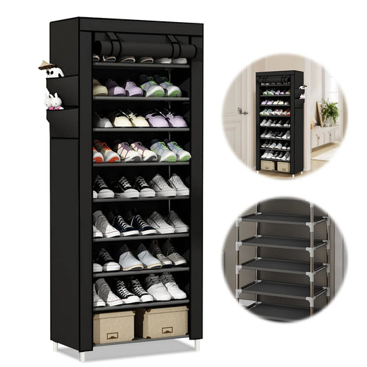 High-concerned 10-Layer Fabric Cover Shoes Cabinet Dustproof Rack