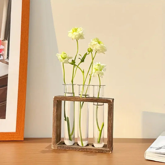 Function Retro Hydroponic Wooden Test Tube Vase Frame